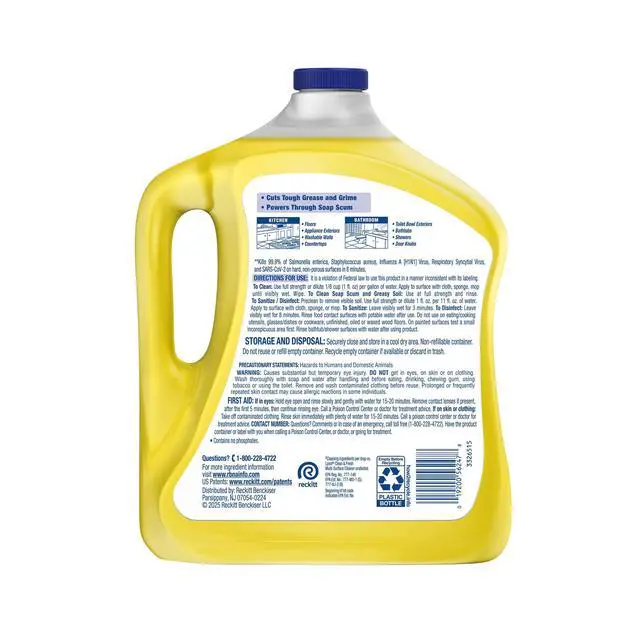 Alt view image 2 of 4 - Lysol 2X Concentrated MultiSurface Cleaner Lemon & Sunflower Scent 90 fl oz, Dilutable Floor & Household Cleaner for Kitchen & Bathroom