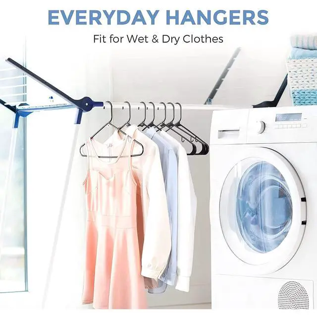 Alt view image 3 of 4 - 50Pack Black Plastic Clothing Hangers, Sturdy LightWeight Hangers for Home, Office and Travel Garment Organization