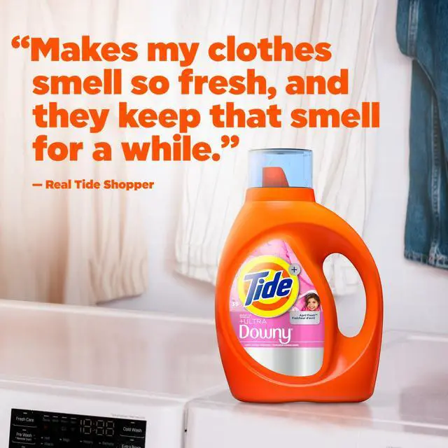 Alt view image 3 of 4 - 30 fl oz AprilFresh Scent Liquid Laundry Detergent with Downy Freshness Boost, Clear EasyPour Measuring Cap, 21Load Home Laundry Supply