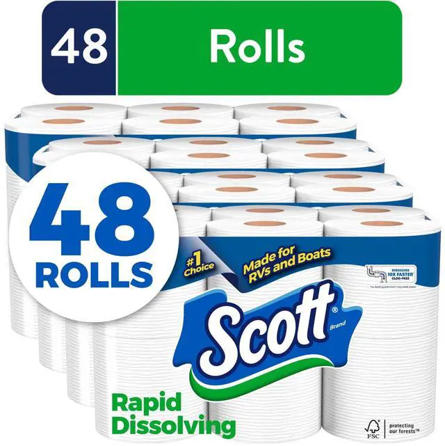 Alt view image 3 of 4 - 12 DoubleRoll RapidDissolve Bath Tissue, SepticSafe for RV, Boat & LowFlow Toilets, ClogFree Household Camping Bathroom Supply