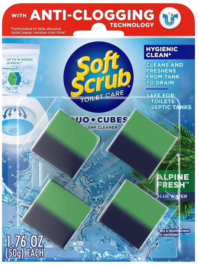 Main image of 4Pack AlpineFresh InTank Toilet Cleaning Cubes, AntiClogging Formula, Fights Limescale & HardWater Rings, Up To 4Week PerCube Freshness