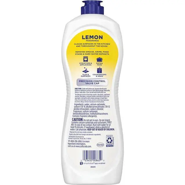 Alt view image 4 of 6 - 24 oz LemonFragrance MultiPurpose Cleanser, Tough on Stains Gentle on Surfaces, Works on Porcelain, Ceramic, Stainless Steel & GlassTop Stoves
