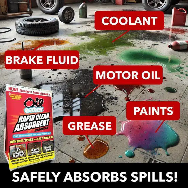 Alt view image 6 of 7 - 1.6Pound Natural CornCob Spill Absorbent, LowDust QuickClumping Spill Treatment for Motor Oil, Brake Fluid, Coolant & Grease, Kid & PetSafe