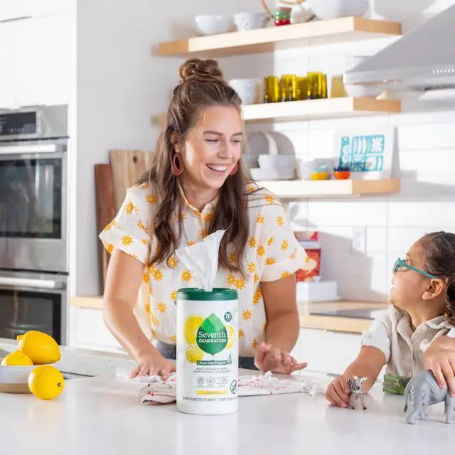 Alt view image 7 of 7 - 70Count LemonZest MultiSurface Wipes, Scent from Essential Oils & Botanical Ingredients, OneStep Quick Clean for Kitchen, Bathroom & Kids Toys
