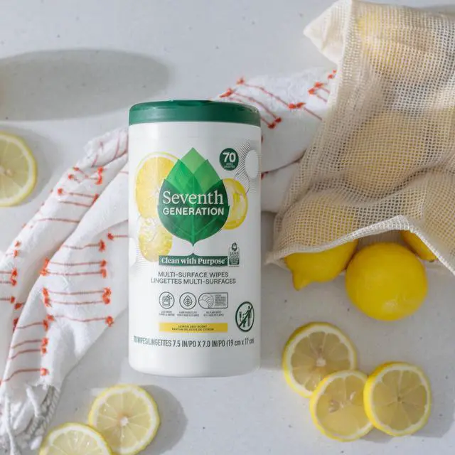Alt view image 6 of 7 - 70Count LemonZest MultiSurface Wipes, Scent from Essential Oils & Botanical Ingredients, OneStep Quick Clean for Kitchen, Bathroom & Kids Toys