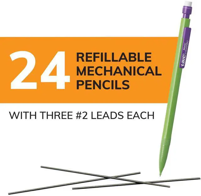 Alt view image 2 of 7 - BIC 24Pack XtraStrong Mechanical Pencils 0.9mm No.2, BreakResistant Lead, NoSharpening Click Pencils for Student Classroom & Exam Use