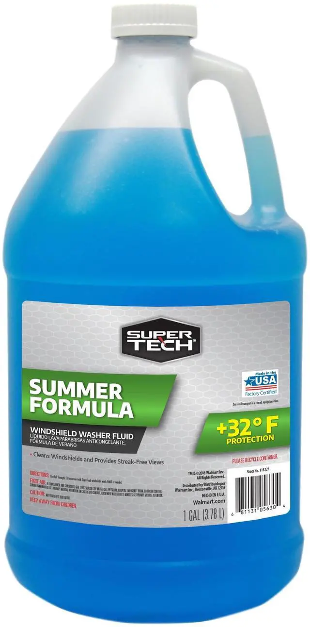 Main image of Super Tech 2Pack 1Gallon Windshield Washer Fluid, Summer Formula Rated +32°F, Universal Fit for All Vehicle Types, StreakFree Performance