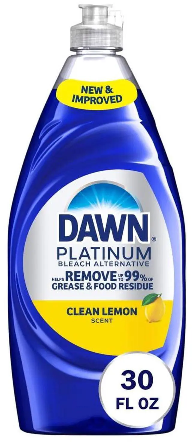 Main image of Dawn Platinum 30 oz Lemon Scent Dish Soap, Powerful Grease & Food Residue Removal, Concentrated Formula for Dishes, Household and Laundry PreTreatment