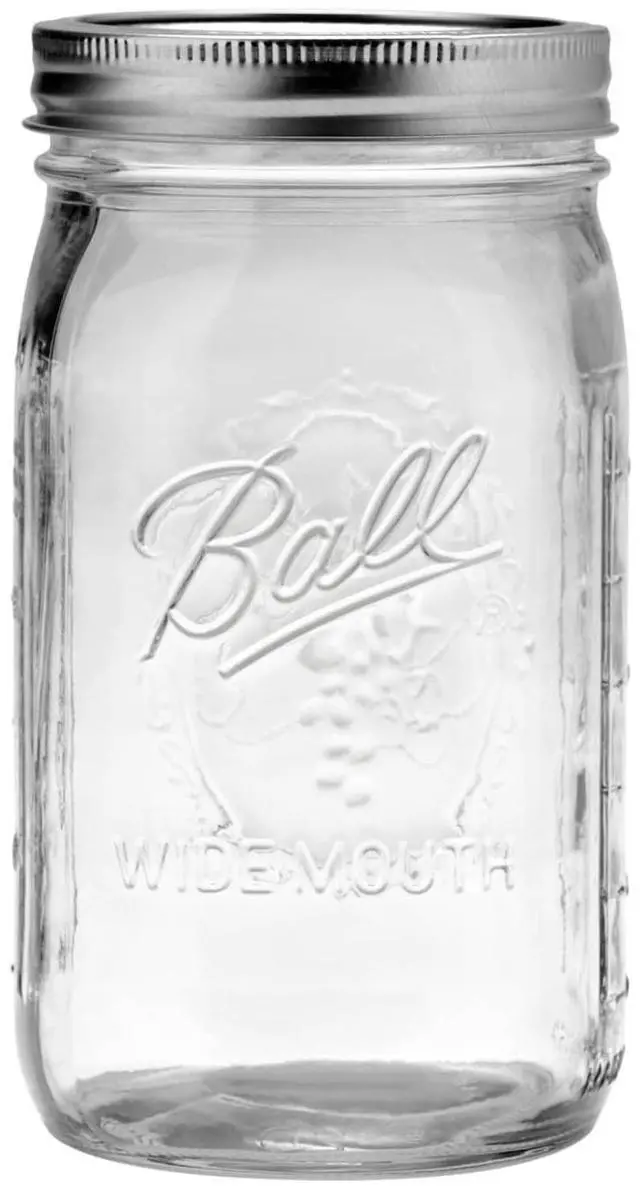 Alt view image 5 of 6 - Ball 32 oz Wide Mouth Mason Jar 2Pack, Glass Storage Jar with Matching Lid and Band, Airtight Seal for Canning, Refrigerator and Freezer Storage