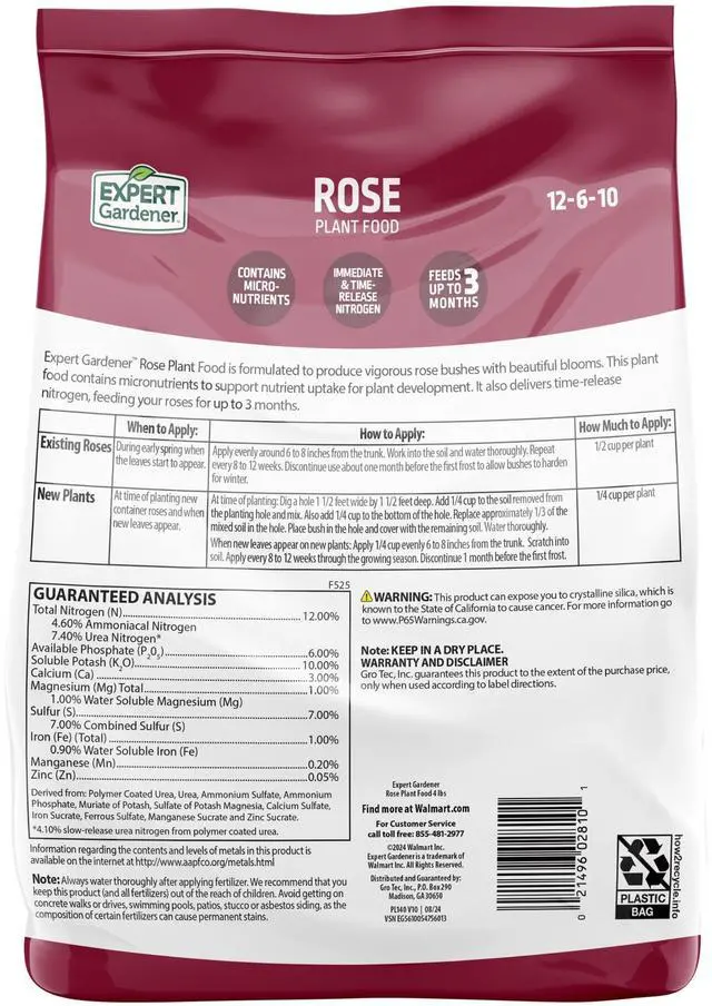 Alt view image 7 of 7 - Expert Gardener Rose Plant Food Fertilizer 12610, 4 lb, TimeRelease Feeds Roses up to 3 Months