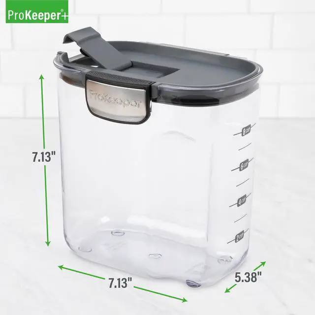 Alt view image 3 of 7 - ProKeeper+ Clear Sugar Canister, Airtight Seal, FlipPour Spout, Fits 4lb Sugar Bag, StainlessSteel Latch