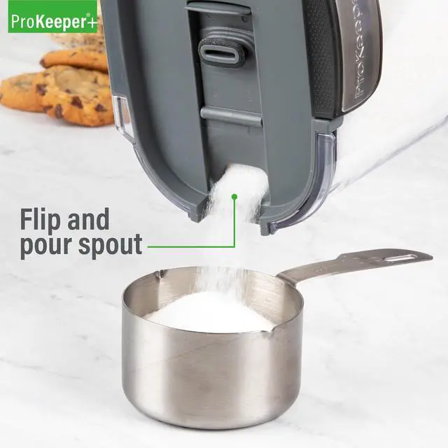 Alt view image 5 of 7 - ProKeeper+ Clear Sugar Canister, Airtight Seal, FlipPour Spout, Fits 4lb Sugar Bag, StainlessSteel Latch