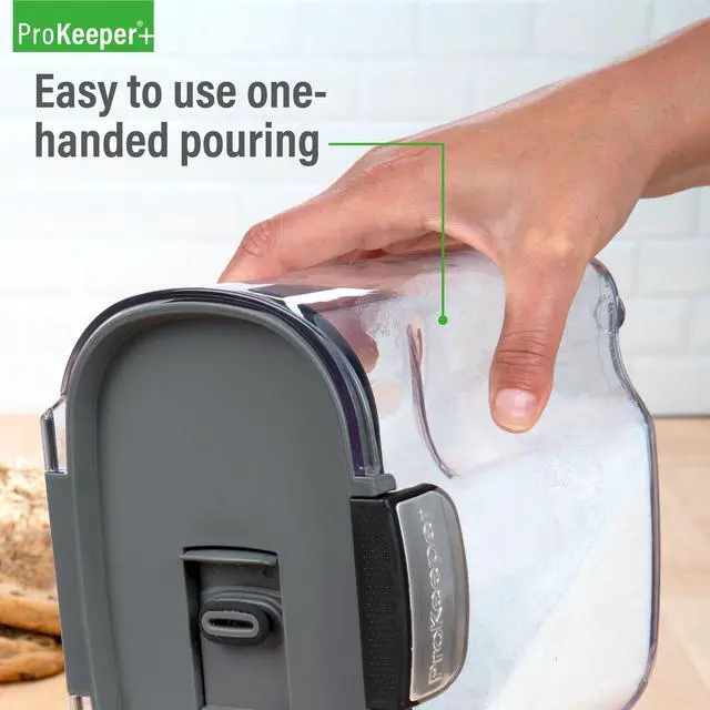 Alt view image 7 of 7 - ProKeeper+ Clear Sugar Canister, Airtight Seal, FlipPour Spout, Fits 4lb Sugar Bag, StainlessSteel Latch