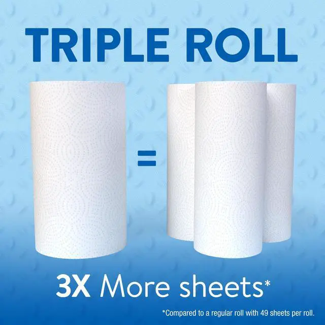 Alt view image 3 of 7 - Great Value 6 TripleRoll Paper Towels, Embossed White SplitSheet Towels for Household Cleanups, 990 Sheets