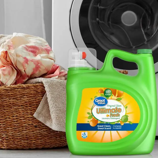 Alt view image 6 of 7 - Great Value 154 fl oz Ultimate Fresh Laundry Detergent, Original Clean, Whitens Brightens Fights Stains, 107 Loads