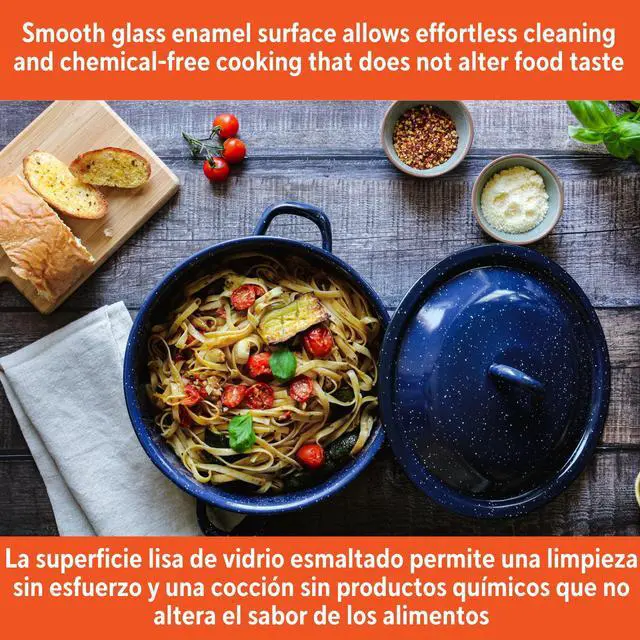 Alt view image 6 of 6 - IMUSA Blue Enamel Stock Pot, 6 Qt Durable Steel Construction, Even Heat Distribution for MultiPurpose Home Cooking