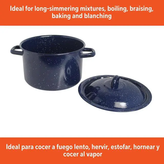 Alt view image 5 of 6 - IMUSA Blue Enamel Stock Pot, 6 Qt Durable Steel Construction, Even Heat Distribution for MultiPurpose Home Cooking