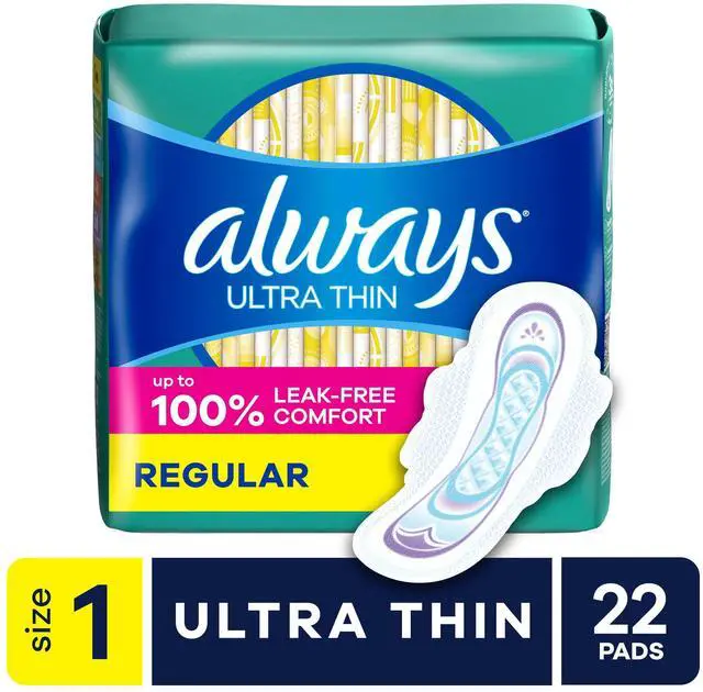 Main image of Always 22Count Ultra Thin Menstrual Pads with Wings, RapidDRY & LeakGUARD Technology for Daily Protection