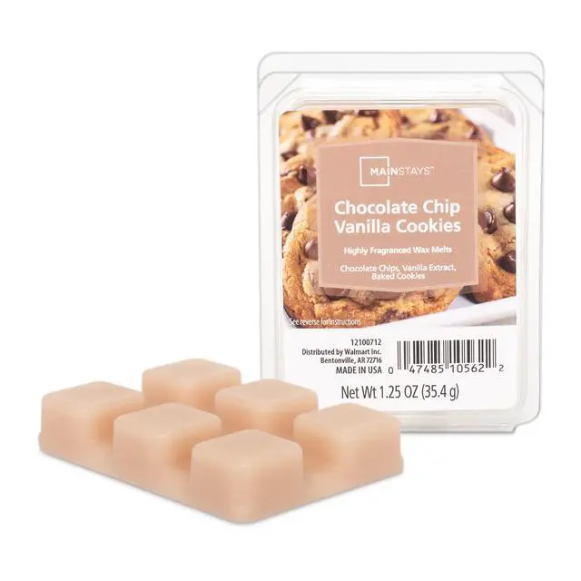 Alt view image 5 of 7 - Mainstays 3Pack Scented Wax Melts, Chocolate Chip Vanilla Cookies Scent, Recyclable Clamshell Home Fragrance Cubes