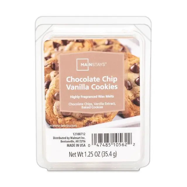 Alt view image 4 of 7 - Mainstays 3Pack Scented Wax Melts, Chocolate Chip Vanilla Cookies Scent, Recyclable Clamshell Home Fragrance Cubes
