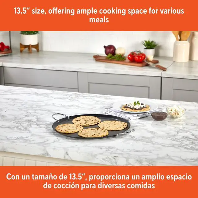 Alt view image 4 of 5 - IMUSA 13.5Inch Round Comal Griddle, Durable CarbonSteel NonStick Surface, Lightweight MultiPurpose Kitchen Cooking Pan