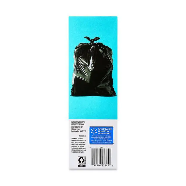 Alt view image 6 of 7 - Great Value 20Pack 30 Gallon Black Trash Bags, BuiltIn FlapTie Closure, LeakResistant Residential Garbage Bags