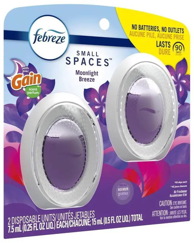 Alt view image 2 of 7 - Febreze 2Pack OdorControl Air Freshener, Gain Moonlight Breeze Fragrance, Up to 45Day Freshness, No Outlet or Batteries Required