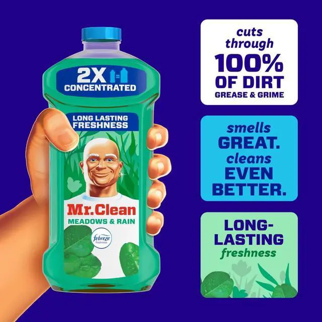 Alt view image 4 of 6 - Mr. Clean 23oz Concentrated AllPurpose Liquid Cleaner, Febreze Scent, Safe for Finished Wood Floors, Kitchen and Bathroom Surfaces