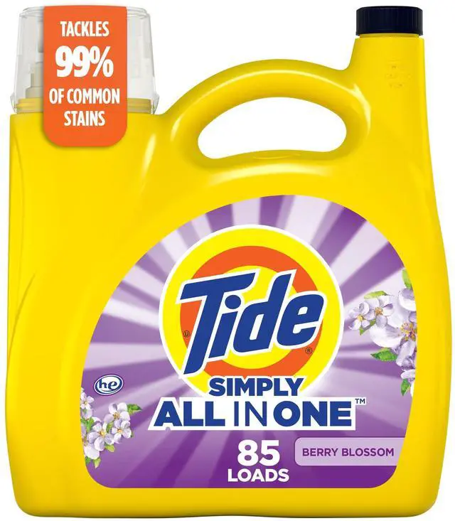 Main image of Tide Simply 107oz Berry Blossom InWash Laundry Detergent, 85Load ValueSize Liquid Detergent for Household Family Laundry