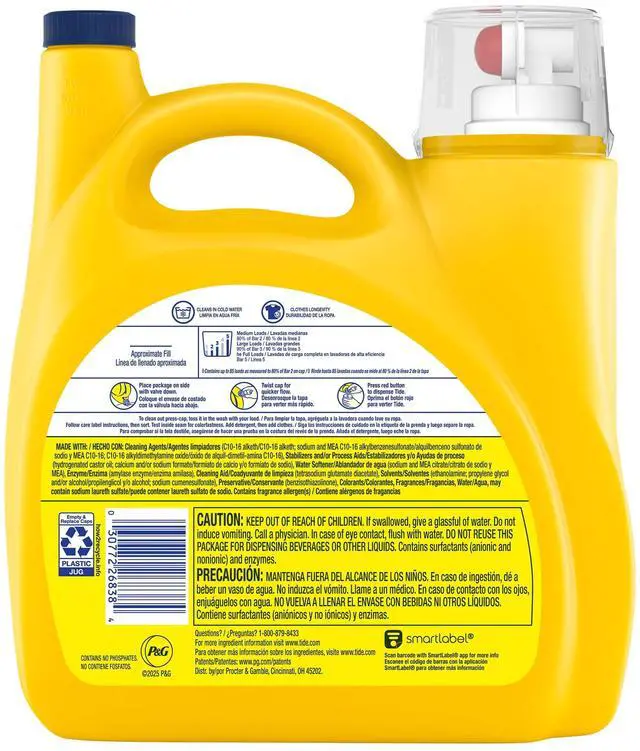 Alt view image 4 of 4 - Tide Simply 107oz Berry Blossom InWash Laundry Detergent, 85Load ValueSize Liquid Detergent for Household Family Laundry