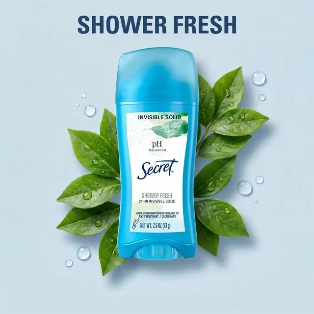 Alt view image 5 of 5 - Secret 2.6oz Shower Fresh Invisible Solid Antiperspirant Deodorant, pHBalanced Gentle SkinFriendly Formula for AllDay Freshness