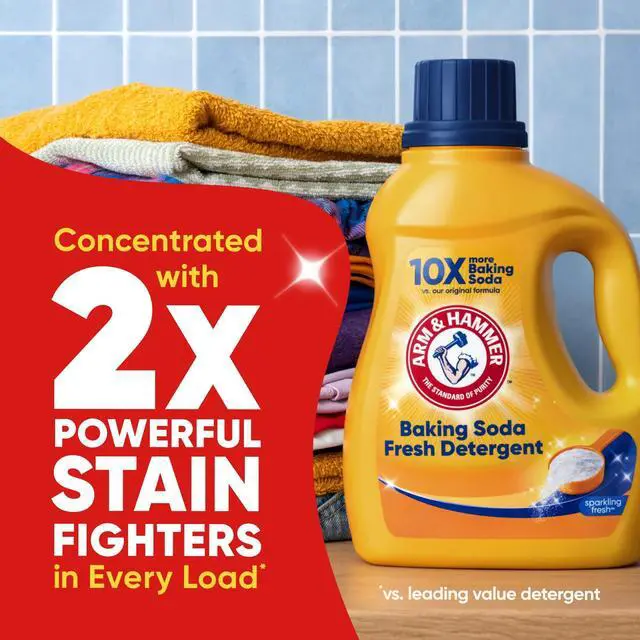 Alt view image 4 of 6 - ARM & HAMMER Baking Soda Fresh Liquid Laundry Detergent, Sparkling Fresh Scent, 110 fl oz, PhosphateFree, Stain & Odor Fighting Laundry Soap for Household Use
