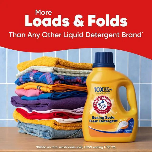 Alt view image 2 of 6 - ARM & HAMMER Baking Soda Fresh Liquid Laundry Detergent, Sparkling Fresh Scent, 110 fl oz, PhosphateFree, Stain & Odor Fighting Laundry Soap for Household Use
