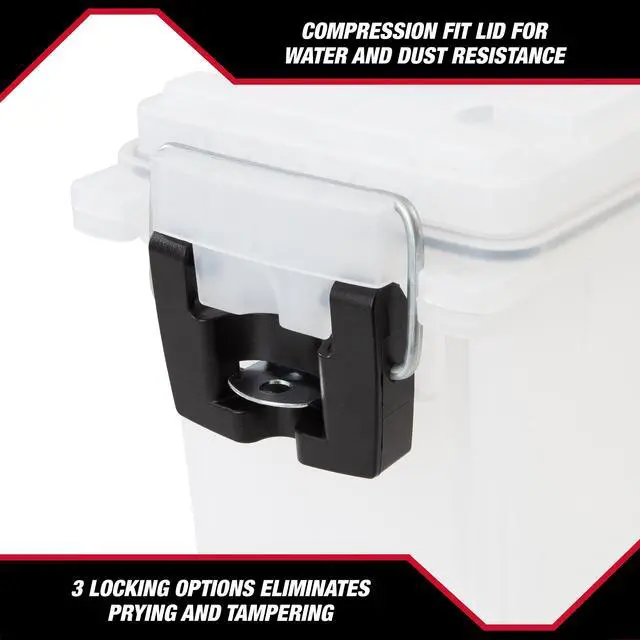Alt view image 2 of 7 - Hyper Tough Frost Locking Stackable Utility Tool Box, Water & DustResistant Compression Lid, Translucent Plastic Organizer 11.5"×5.06"×7.25"