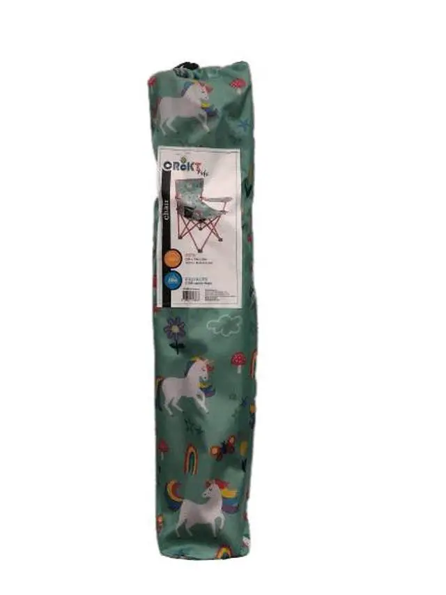 Alt view image 3 of 6 - Crckt UnicornPrint Kids Camping Chair, Safety Lock Mechanism, Folding Portable Chair with ShoulderStrap Carry Bag, 22"×15"×25"