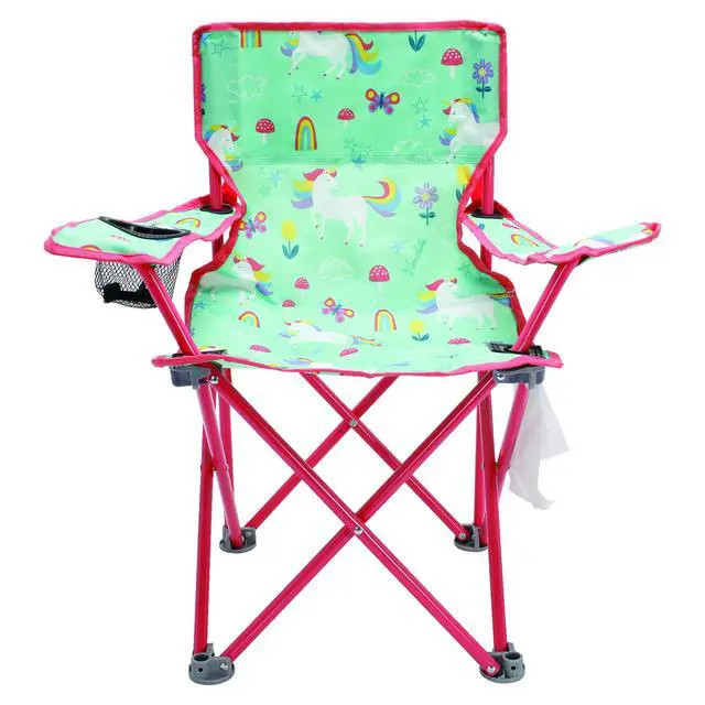 Alt view image 6 of 6 - Crckt UnicornPrint Kids Camping Chair, Safety Lock Mechanism, Folding Portable Chair with ShoulderStrap Carry Bag, 22"×15"×25"