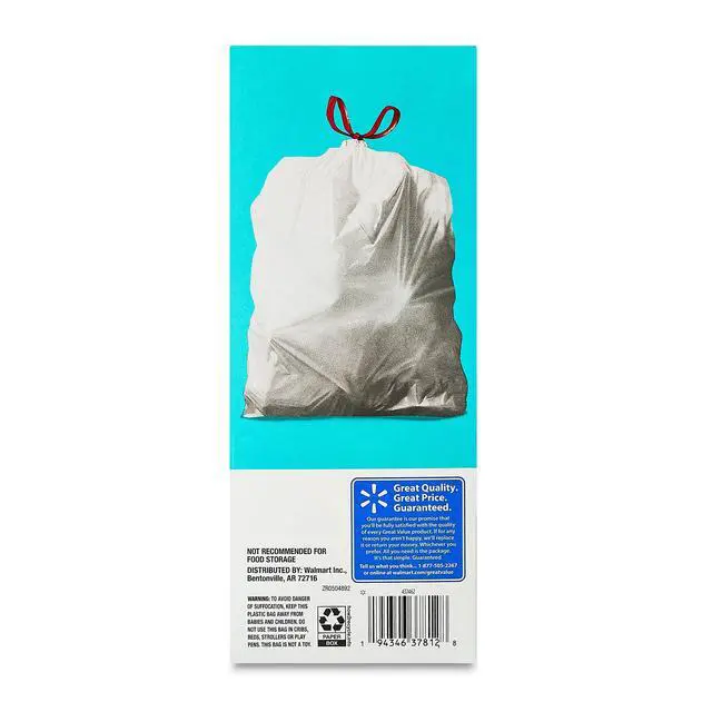 Alt view image 4 of 7 - Great Value 40Pack Unscented Tall Kitchen Garbage Bags, 13gal Capacity, LeafRoll Packaging for Convenient SingleBag Dispensing