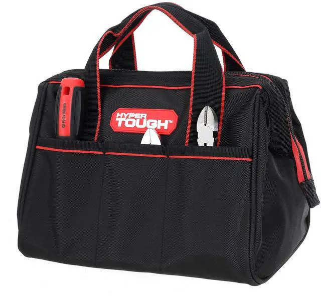 Alt view image 4 of 5 - Hyper Tough 12Inch Tool Bag, FullZipper Top, AbrasionResistant Tool Tote with DualGrip Handles & 3 External Storage Pockets, 12"×8"×8"