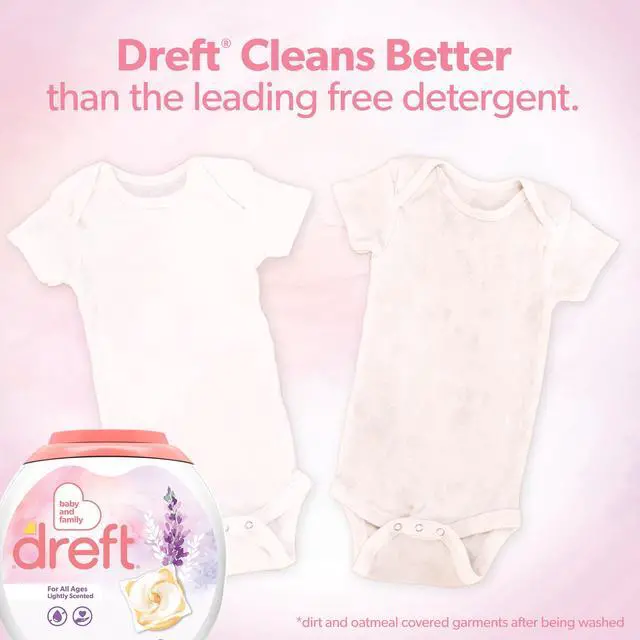 Alt view image 6 of 7 - Dreft Baby Laundry Detergent XL Pacs, Light Lavender Scent, 25 Count, Hypoallergenic for Sensitive Skin, 3in1 Stain & Odor Fighting Pods