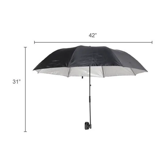 Alt view image 2 of 7 - Ozark Trail Chair Umbrella with Universal Clamp, Black, UPF 50 Silver Coating, Flexible Shaft for Adjustable Shade, 42"×42"×31", AdultUse Outdoor ClipOn Shade