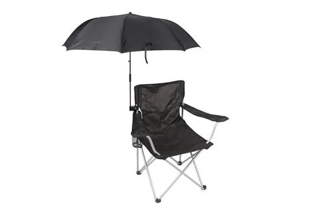 Alt view image 3 of 7 - Ozark Trail Chair Umbrella with Universal Clamp, Black, UPF 50 Silver Coating, Flexible Shaft for Adjustable Shade, 42"×42"×31", AdultUse Outdoor ClipOn Shade