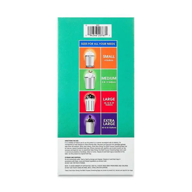 Alt view image 5 of 7 - Great Value Strong Flex 33 Gallon Drawstring Trash Bags, Mint Scent, Black, 20 Count, 20% PostConsumer Recycled Material, Tear & Leak Resistant