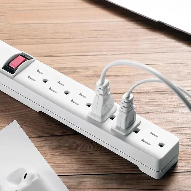 Alt view image 2 of 6 - Hyper Tough 6Outlet Indoor Power Strip, 2.5ft Extension Cord, ETL Certified White Power Surge Distributor for Home and Office Use