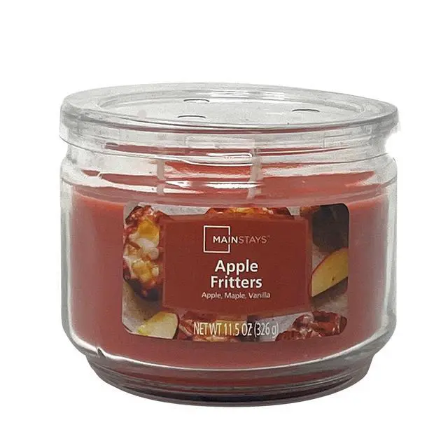 Alt view image 3 of 7 - Mainstays Apple Fritter 3Wick Glass Jar Scented Candle, 11.5oz, Palm Wax Construction, 4"×4"×3.2"