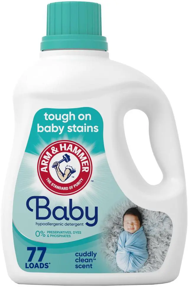 Main image of ARM & HAMMER 100.5 fl oz Baby Laundry Detergent, Gentle Hypoallergenic Formula, Targets Baby Food & Fruit Stains, 77Load Bottle