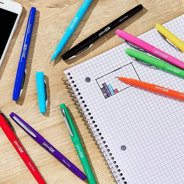 Alt view image 4 of 7 - Pen+Gear 10Pack Ultra Fine Felt Tip Pens, MultiColored, Bold Expressive Lines for School, Office & Scrapbooking