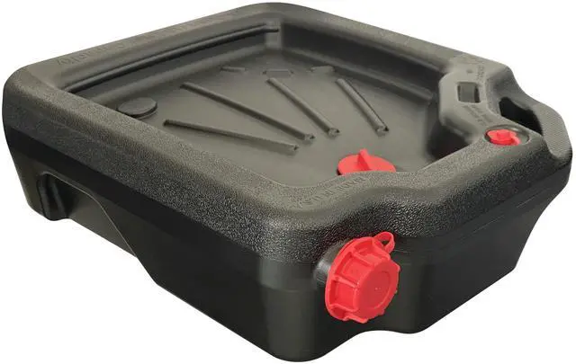 Main image of Hyper Tough 16Quart Automotive Drain Pan HT16QT2025, Reusable Black Plastic Oil Drain Container with Removable Lid & Integrated Handle
