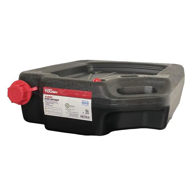 Alt view image 2 of 7 - Hyper Tough 16Quart Automotive Drain Pan HT16QT2025, Reusable Black Plastic Oil Drain Container with Removable Lid & Integrated Handle