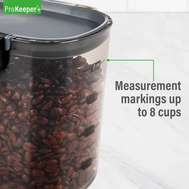 Alt view image 2 of 7 - ProKeeper+ Airtight Plastic Coffee Storage Container, Magnetic Scoop Included, StainlessSteel Latch for Pantry Food Organization