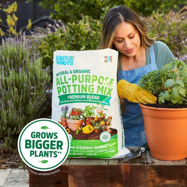 Alt view image 5 of 6 - Back to the Roots Organic AllPurpose Premium Potting Mix, PeatFree 1 Cubic Ft Container Soil for Herbs, Vegetables & Flowers